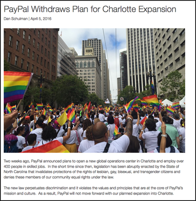 PayPal Withdraws Plan for Charlotte Expansion